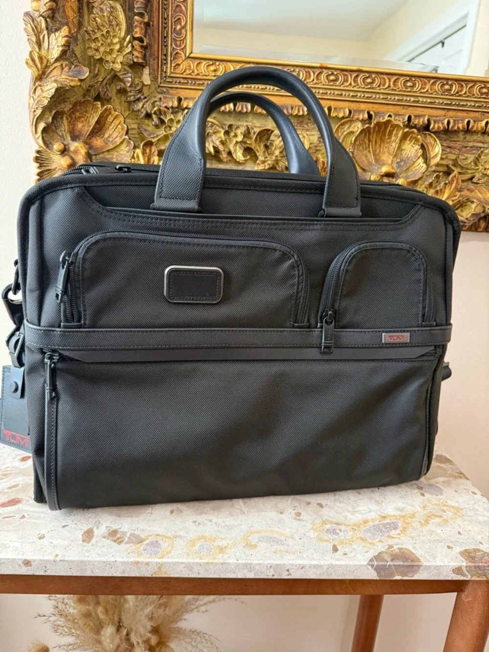 Tumi Black Nylon Laptop Briefcase with Dual Handles